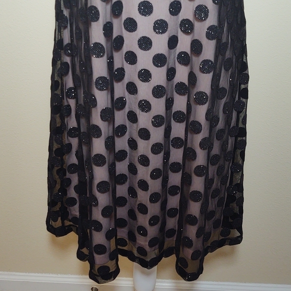 Nine West Shift Dress Black Polka Dot Sheer Fully Lined - Picture 3 of 6